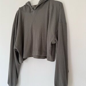 Mono B Charcoal Ribbed Hoodie